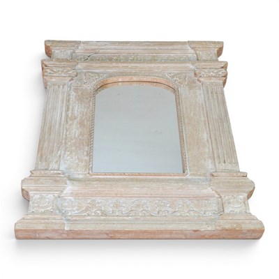 Lot 26 - A modern limed oak framed wall mirror, of...