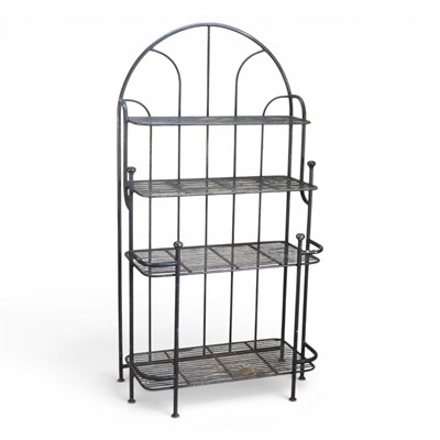 Lot 238 - A black painted metal baker's rack, with four...