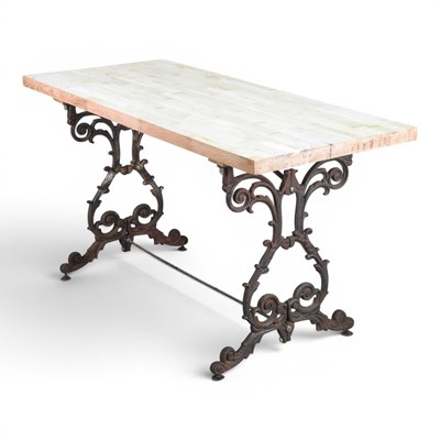 Lot 281 - A side table, with a bleached wooden top, on a...