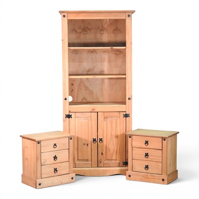 Lot 387 - A modern Mexican pine cabinet bookcase, 80cm...