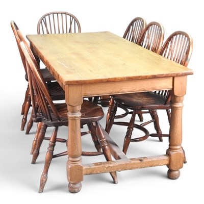 Lot 352 - A pine refectory dining table, late 20th...