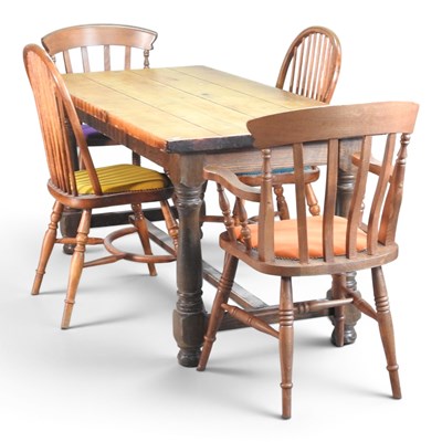 Lot 279 - A pine refectory dining table, late 20th...
