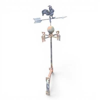 Lot 374 - A metal cockerel weather vane, 90cm high