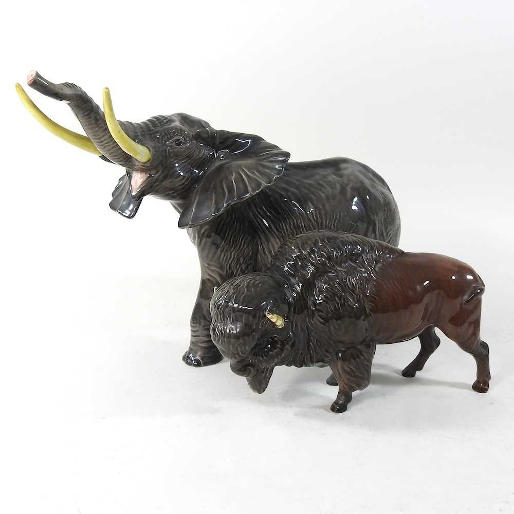 Lot 84 - A large Beswick pottery model of an elephant
